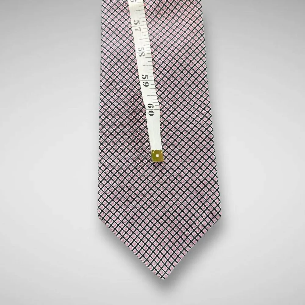Brooks Brothers Makers Mens Navy Blue Pink Silk Neck‎ Tie Made In USA